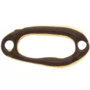 Distanziatore ovale irregolare scavato 24x12 mm e resina epossidica Oro fino - Marrone