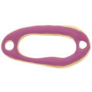 Distanziatore ovale irregolare scavato 24x12 mm e resina epossidica Oro fino - Fucsia