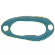 Distanziatore ovale irregolare scavato 24x12 mm e resina epossidica oro fino - Turchese