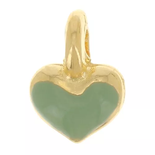 Mini ciondolo a cuore 7x5 mm in resina epossidica - Placcato oro - Zecca x1
