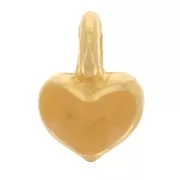 Ciondolo mini cuore 7x5 mm in resina epossidica - Placcato oro - Ocra x1