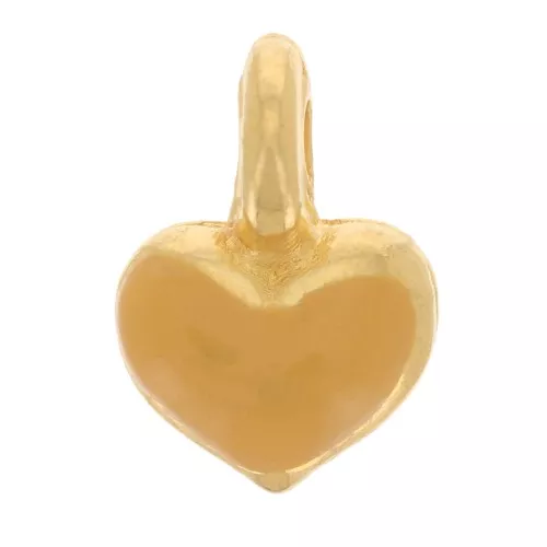 Ciondolo mini cuore 7x5 mm in resina epossidica - Placcato oro - Ocra x1