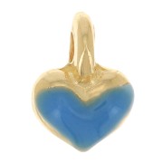 Ciondolo mini cuore 7x5 mm in resina epossidica - Placcato oro - Blu fluorescente x1|raw }}