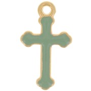 Croce Charm 19x11 mm in resina epossidica -dorato oro fino - Zecca x1|raw }}