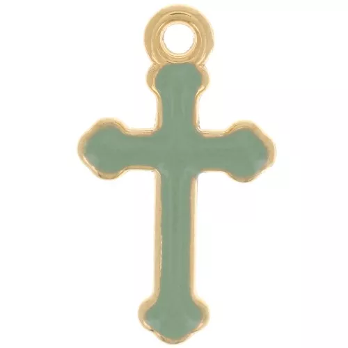 Croce Charm 19x11 mm in resina epossidica -dorato oro fino - Zecca x1
