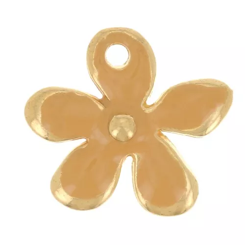 Ciondolo fiore 12,5x14 mm in resina epossidica - dorato oro fino - Ocra x1