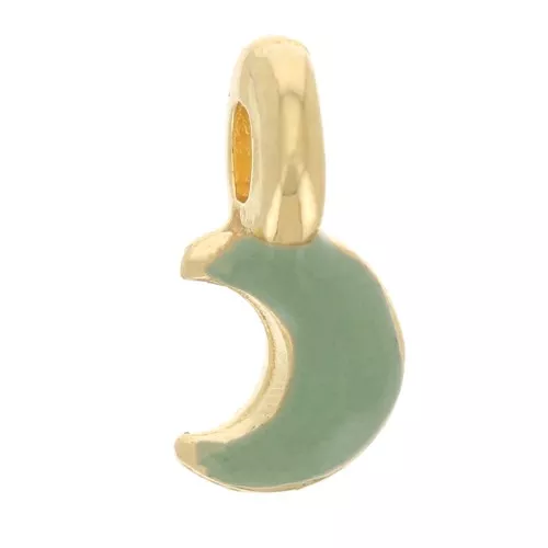 Ciondolo mini luna 7x3 mm in resina epossidica - dorato oro fino - Menta x1