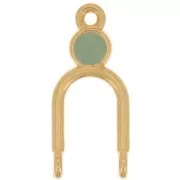 Pendente 24x11mm 2 anelli e resina epossidica Dorata con oro fino - Menta x1