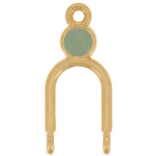 Pendente 24x11mm 2 anelli e resina epossidica Dorata con oro fino - Menta x1