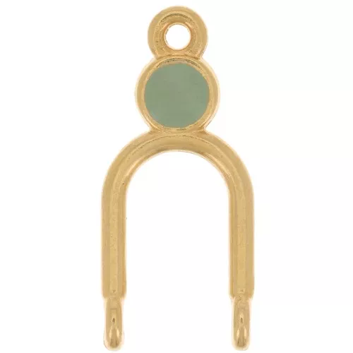 Pendente 24x11mm 2 anelli e resina epossidica Dorata con oro fino - Menta x1