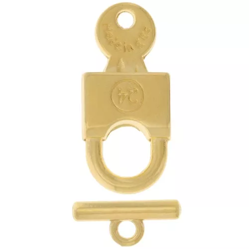 Chiusura a lucchetto a T 36x17 mm per bracciale o collana - Placcato oro x1