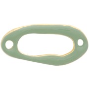 Distanziatore ovale cavo 24x12 mm e resina epossidica oro fino - Menta x1