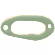 Distanziatore ovale cavo 24x12 mm e resina epossidica oro fino - Menta x1