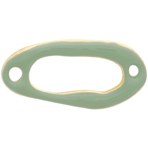 Distanziatore ovale cavo 24x12 mm e resina epossidica oro fino - Menta x1