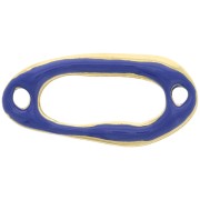 Distanziatore ovale irregolare scavato 24x12 mm e resina epossidica Oro fino Blu scuro|raw }}