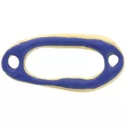 Distanziatore ovale irregolare scavato 24x12 mm e resina epossidica Oro fino Blu scuro