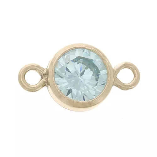 Distanziatore rotondo da 4,5 mm con Ossido di zirconio - Gold filled - Acquamarina x1