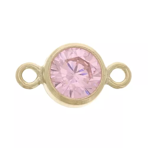 Distanziatore rotondo da 4,5 mm con Ossido di zirconio - Gold filled - Rosa x1