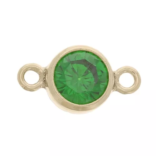 Distanziatore rotondo da 4,5 mm con Ossido di zirconio - Gold filled - Verde x1