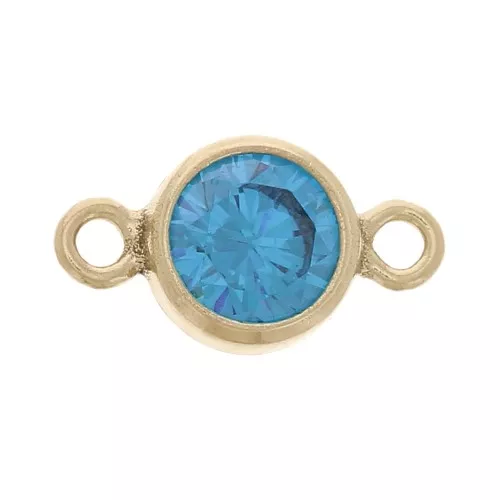 Distanziatore rotondo da 4,5 mm con Ossido di zirconio - Gold filled - Aqua Blue x1