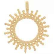 Pendente sole scavato con palline 16 mm - Argento 925 dorato oro fino x1