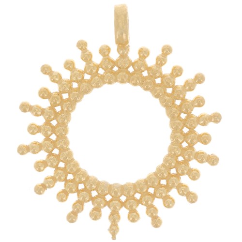 Pendente sole scavato con palline 16 mm - Argento 925 dorato oro fino x1