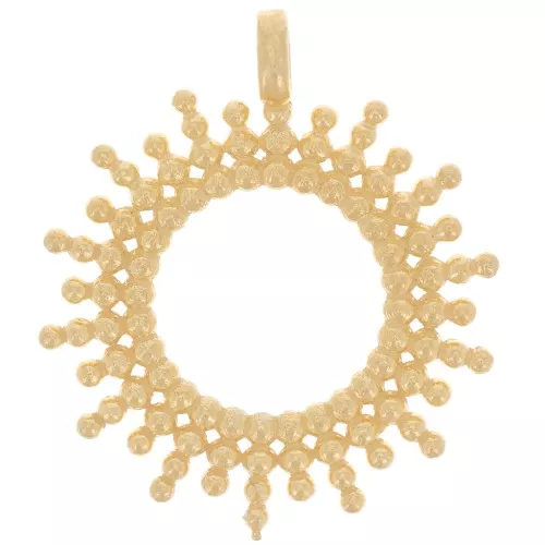 Pendente sole scavato con palline 16 mm - Argento 925 dorato oro fino x1