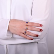 Anello ovale in lapislazzuli - Misura 54 - Dorato con oro fino x1