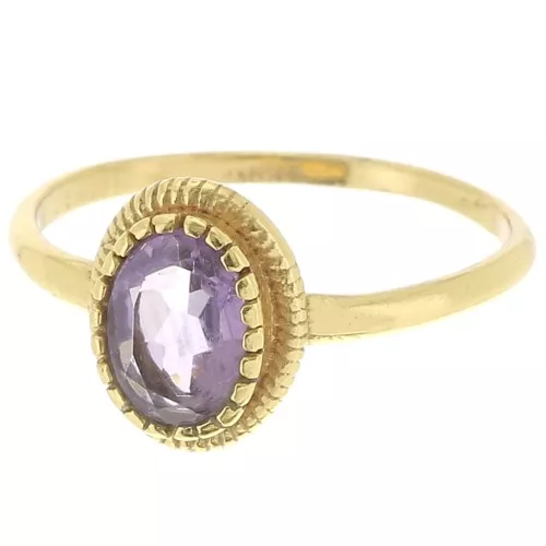 Anello ovale Ametista - Misura 54 Dorato con oro fino x1