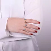 Anello ovale Calcedoine blu - Misura 54 - Dorato con oro fino x1