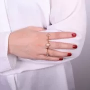 Anello ovale Calcedoine - Misura 54 - Dorato con oro fino x1