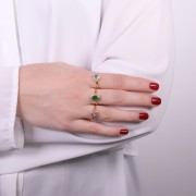 Anello ovale Onice verde - Misura 54 - Dorato con oro fino x1