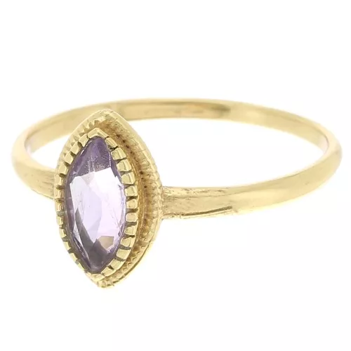 Anello con navette di ametista - Misura 54 - Dorato con oro fino x1