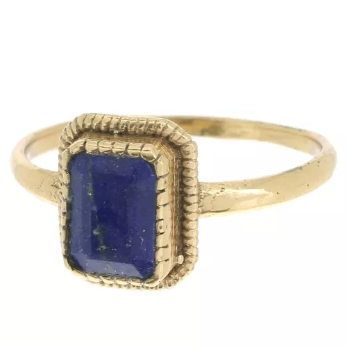 Anello in lapislazzuli - Misura 54 - dorato con oro fino x1