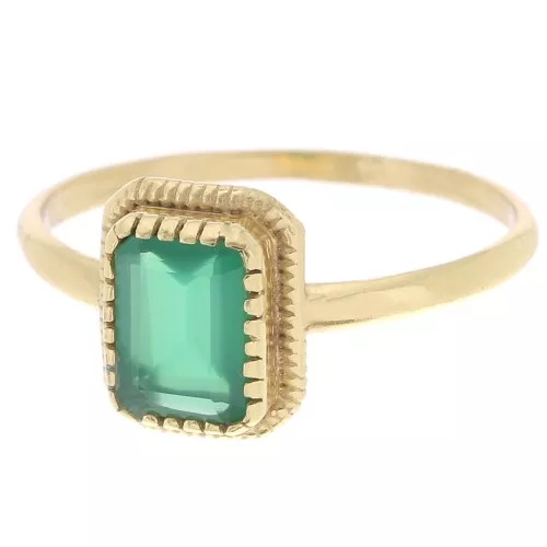 Anello in onice verde Misura 52 - Dorato con oro fino x1