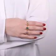 Anello rotondo ametista - Misura 57 - Dorato con oro fino x1