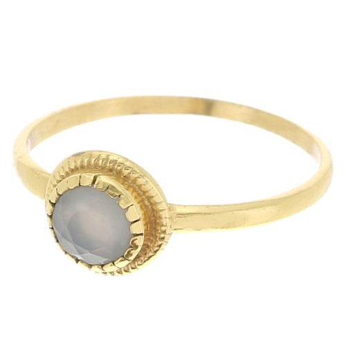 Anello rotondo Calcedoine- Misura 52 -dorato con oro fino x1