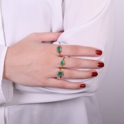 Anello rotondo in onice verde - Misura 57 - Dorato con oro fino x1