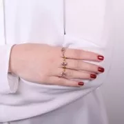 Anello rettangolare con pietre preziose - Misura 52 - Dorato in oro fino - Ametista x1