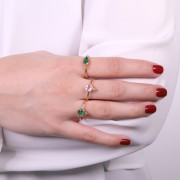 Anello con ametista rotonda - stile etnico - Misura 57 - Dorato con oro fino x1