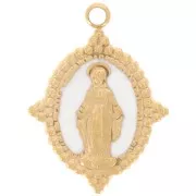 Pendente ovale 18x13 mm motivo Vergine -Acciaio inossidabile 316L dorato Bianco x1