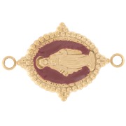 Distanziatore ovale 21x13mm motivo Vergine - Acciaio inox316L dorato - Bordeaux x1|raw }}