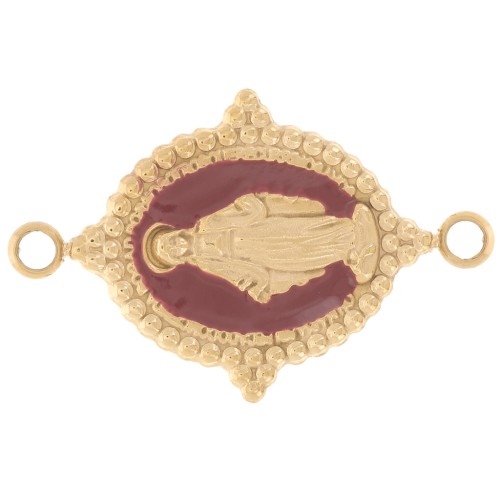 Distanziatore ovale 21x13mm motivo Vergine - Acciaio inox316L dorato - Bordeaux x1