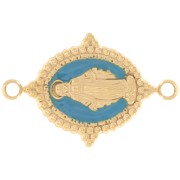 Distanziatore ovale 21x13mm motivo Vergine Acciaio inox 316L dorato - Turchese x1