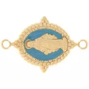 Distanziatore ovale 21x13mm motivo Vergine Acciaio inox 316L dorato - Turchese x1