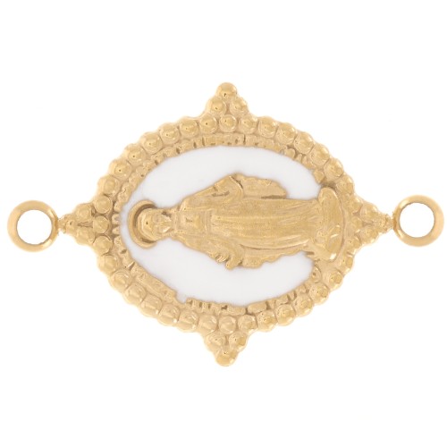 Distanziatore ovale 21x13 mm Vergine - Acciaio inox316L dorato - Bianco x1