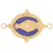 Distanziatore ovale 21,5x14 mm - motivo della Vergine - Acciaio inossidabile 316L Dorato - Blu scuro