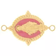 Distanziatore ovale 21,7 x 14,5 mm con motivo della Vergine - Acciaio inossidabile 316L Dorato - Rosa antico