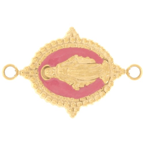 Distanziatore ovale 21,7 x 14,5 mm con motivo della Vergine - Acciaio inossidabile 316L Dorato - Rosa antico