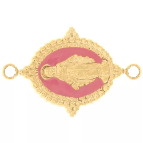 Distanziatore ovale 21,7 x 14,5 mm con motivo della Vergine - Acciaio inossidabile 316L Dorato - Rosa antico